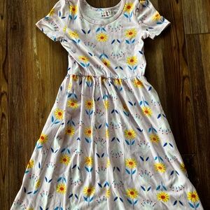 Dot Dot Smile Girls 3/4 white dress yellow flowers shirt sleeve long